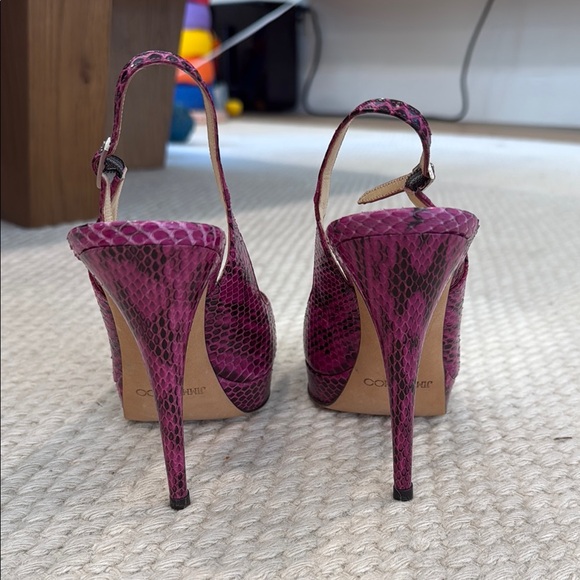 Jimmy Choo Fuchsia Snakeskin Peep Toe Slingback Heels size EU 40 - Picture 3 of 7